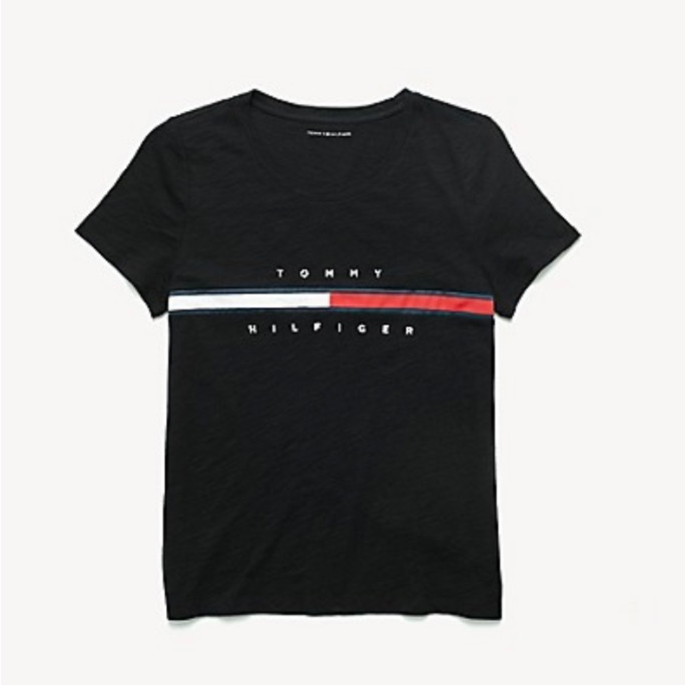 Tommy Hilfiger Women's Essential Flag T-Shirt Deep Knit Black